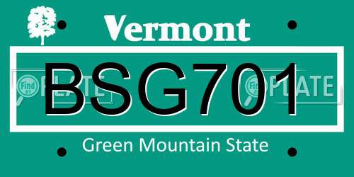 BSG701 Vermont License Plate