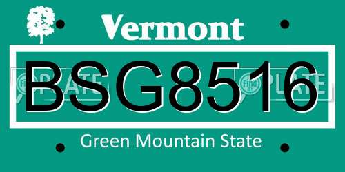 BSG8516 Vermont License Plate