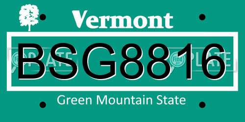 BSG8816 Vermont License Plate