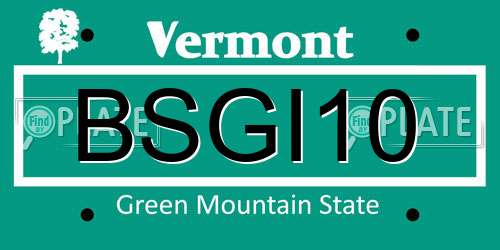 BSGI10 Vermont License Plate
