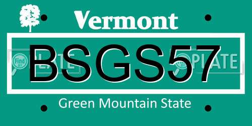 BSGS57 Vermont License Plate