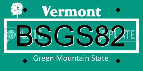 BSGS82 Vermont License Plate