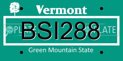 BSI288 Vermont License Plate