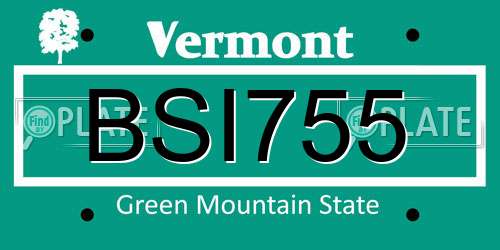 BSI755 Vermont License Plate