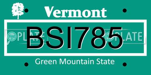 BSI785 Vermont License Plate