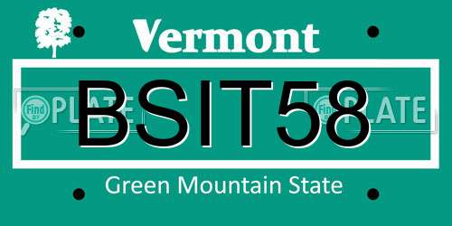 BSIT58 Vermont License Plate