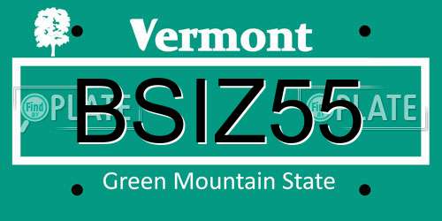 BSIZ55 Vermont License Plate