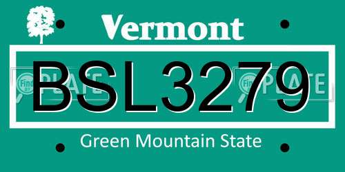 BSL3279 Vermont License Plate
