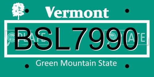 BSL7990 Vermont License Plate