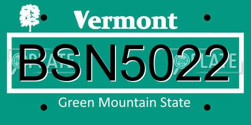 BSN5022 Vermont License Plate