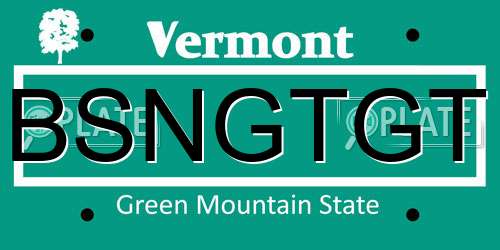 BSNGTGT Vermont License Plate