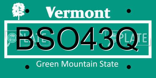 BSO43Q Vermont License Plate
