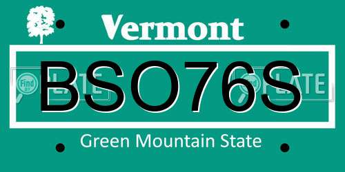 BSO76S Vermont License Plate