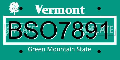 BSO7891 Vermont License Plate