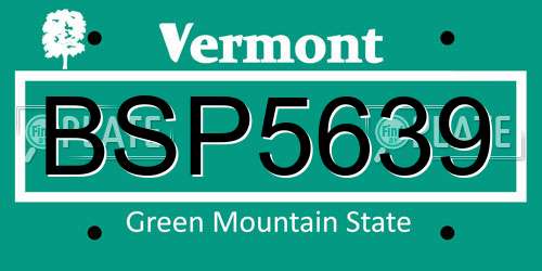 BSP5639 Vermont License Plate