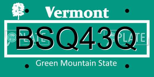 BSQ43Q Vermont License Plate