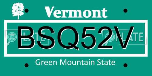 BSQ52V Vermont License Plate
