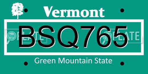 BSQ765 Vermont License Plate