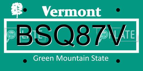 BSQ87V Vermont License Plate