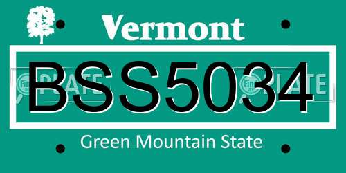 BSS5034 Vermont License Plate