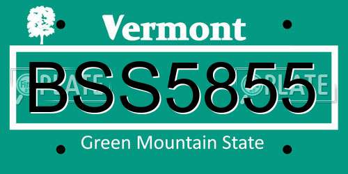 BSS5855 Vermont License Plate