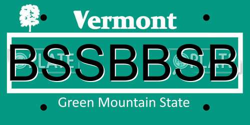 BSSBBSB Vermont License Plate