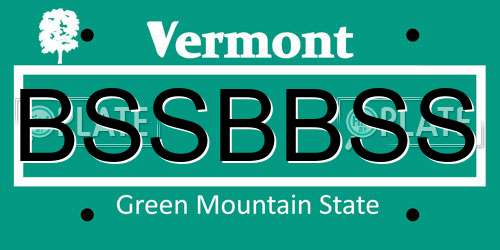 BSSBBSS Vermont License Plate