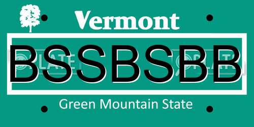 BSSBSBB Vermont License Plate