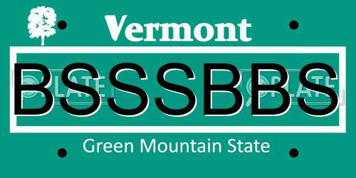 BSSSBBS Vermont License Plate