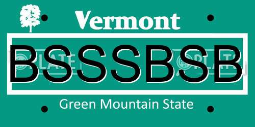 BSSSBSB Vermont License Plate