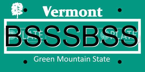 BSSSBSS Vermont License Plate
