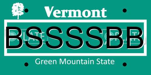 BSSSSBB Vermont License Plate