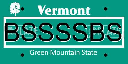 BSSSSBS Vermont License Plate