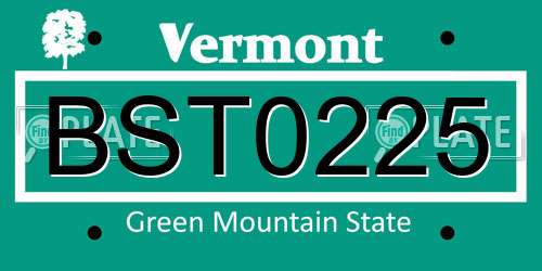 BST0225 Vermont License Plate
