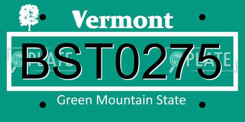 BST0275 Vermont License Plate