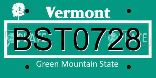 BST0728 Vermont License Plate