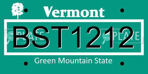 BST1212 Vermont License Plate