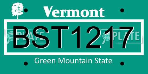 BST1217 Vermont License Plate