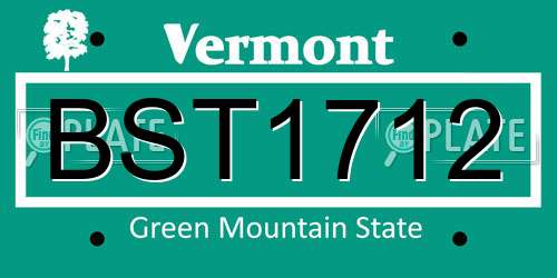 BST1712 Vermont License Plate