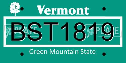 BST1819 Vermont License Plate