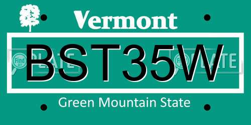 BST35W Vermont License Plate