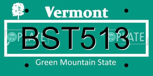 BST513 Vermont License Plate