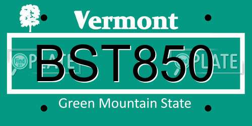 BST850 Vermont License Plate