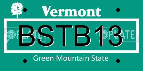 BSTB13 Vermont License Plate