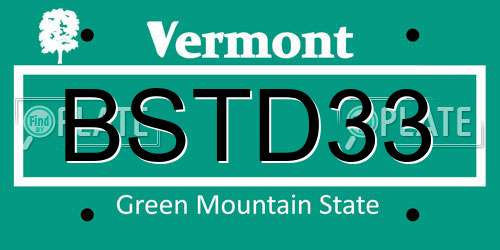 BSTD33 Vermont License Plate