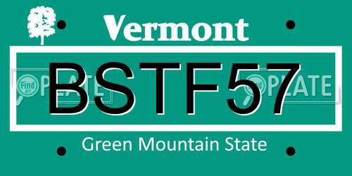 BSTF57 Vermont License Plate