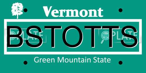 BSTOTTS Vermont License Plate