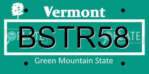 BSTR58 Vermont License Plate