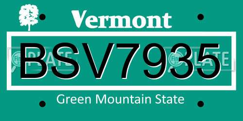 BSV7935 Vermont License Plate