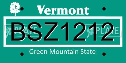 BSZ1212 Vermont License Plate